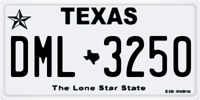 TX license plate DML3250