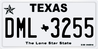 TX license plate DML3255