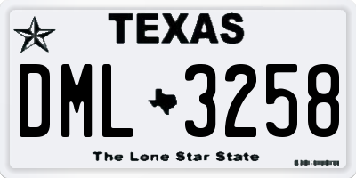 TX license plate DML3258