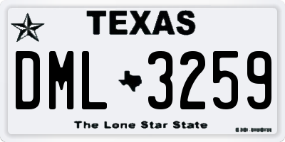 TX license plate DML3259