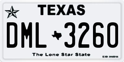 TX license plate DML3260