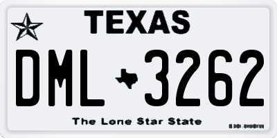 TX license plate DML3262