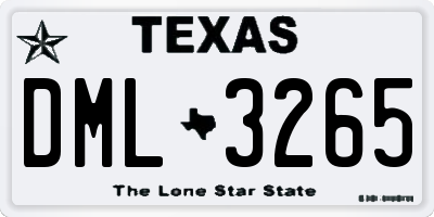 TX license plate DML3265