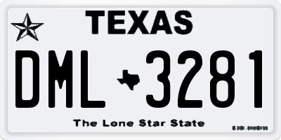 TX license plate DML3281