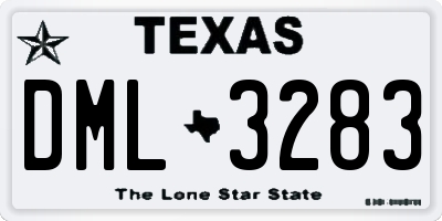 TX license plate DML3283