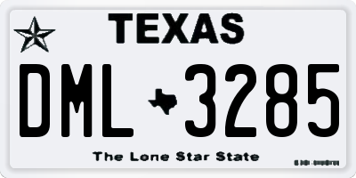 TX license plate DML3285