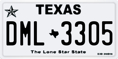 TX license plate DML3305