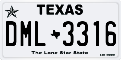 TX license plate DML3316