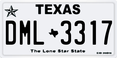 TX license plate DML3317