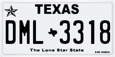 TX license plate DML3318