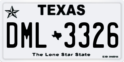 TX license plate DML3326
