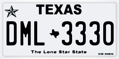 TX license plate DML3330