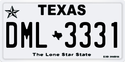 TX license plate DML3331
