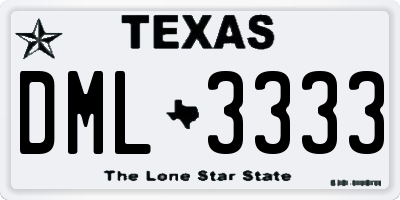 TX license plate DML3333