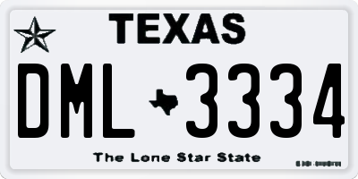 TX license plate DML3334