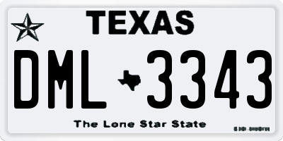 TX license plate DML3343