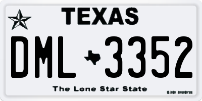 TX license plate DML3352