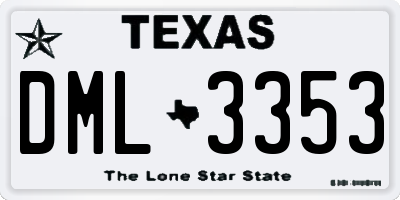 TX license plate DML3353