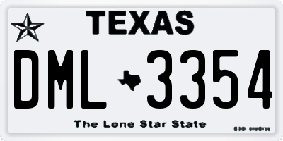 TX license plate DML3354