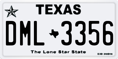 TX license plate DML3356