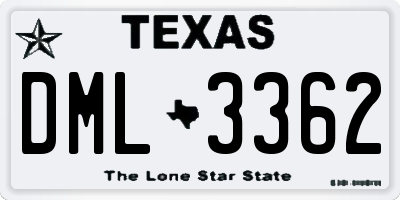 TX license plate DML3362