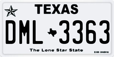 TX license plate DML3363