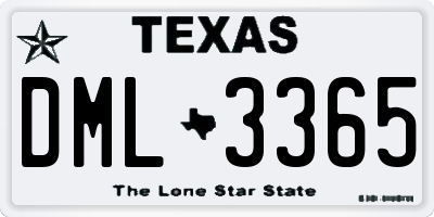 TX license plate DML3365