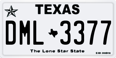TX license plate DML3377