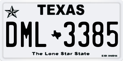 TX license plate DML3385