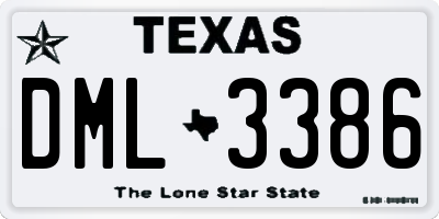 TX license plate DML3386