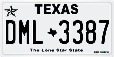 TX license plate DML3387