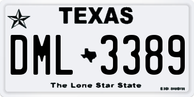 TX license plate DML3389
