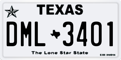 TX license plate DML3401