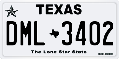 TX license plate DML3402