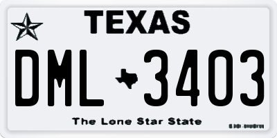 TX license plate DML3403