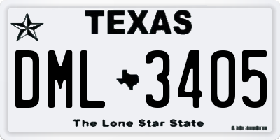 TX license plate DML3405