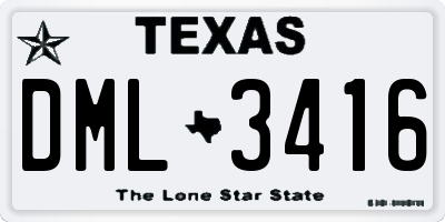 TX license plate DML3416