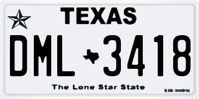 TX license plate DML3418