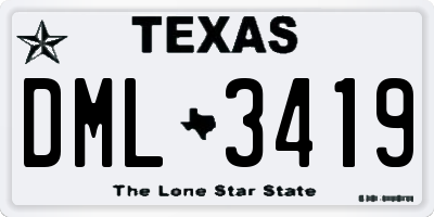 TX license plate DML3419