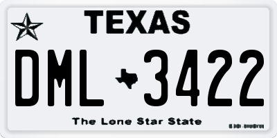 TX license plate DML3422