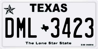 TX license plate DML3423