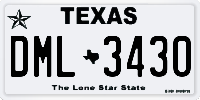 TX license plate DML3430