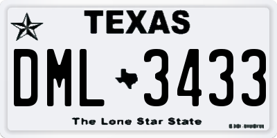 TX license plate DML3433