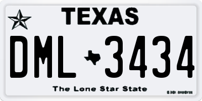 TX license plate DML3434