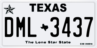 TX license plate DML3437
