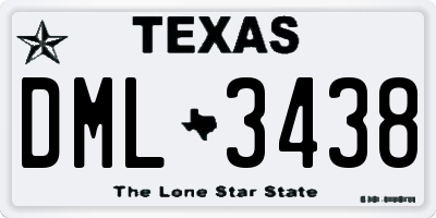 TX license plate DML3438