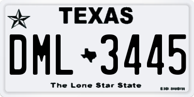 TX license plate DML3445