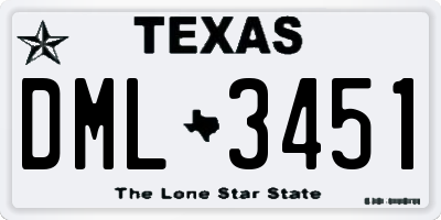 TX license plate DML3451