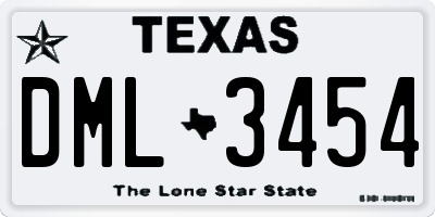 TX license plate DML3454