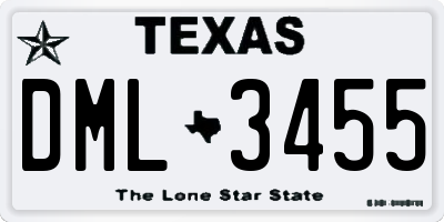 TX license plate DML3455